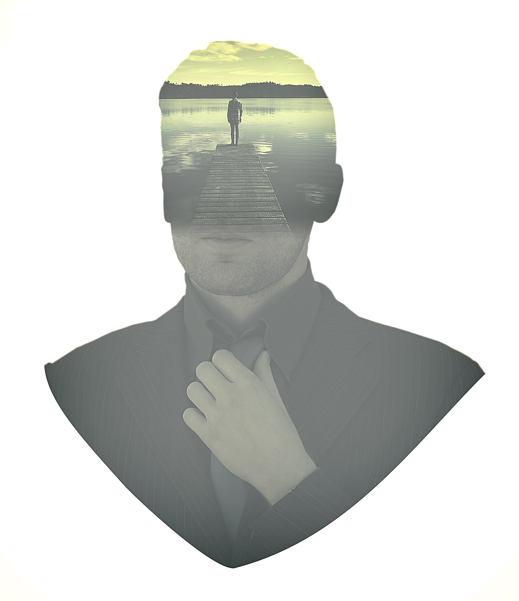 People - businessman aspirations - double exposure effect photo