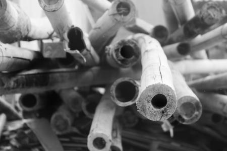 Stack of bamboo at a construction site